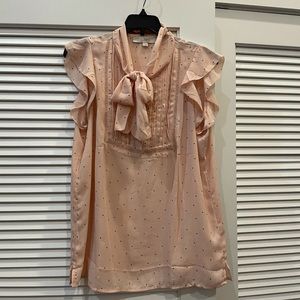 Pink polka dot capped sleeve blouse from LOFT